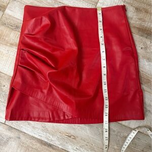 Zara Cherry Red Faux Leather Mini Skirt